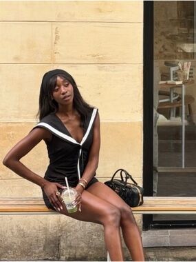 LN For Love and Lemons Sailor Romper, M